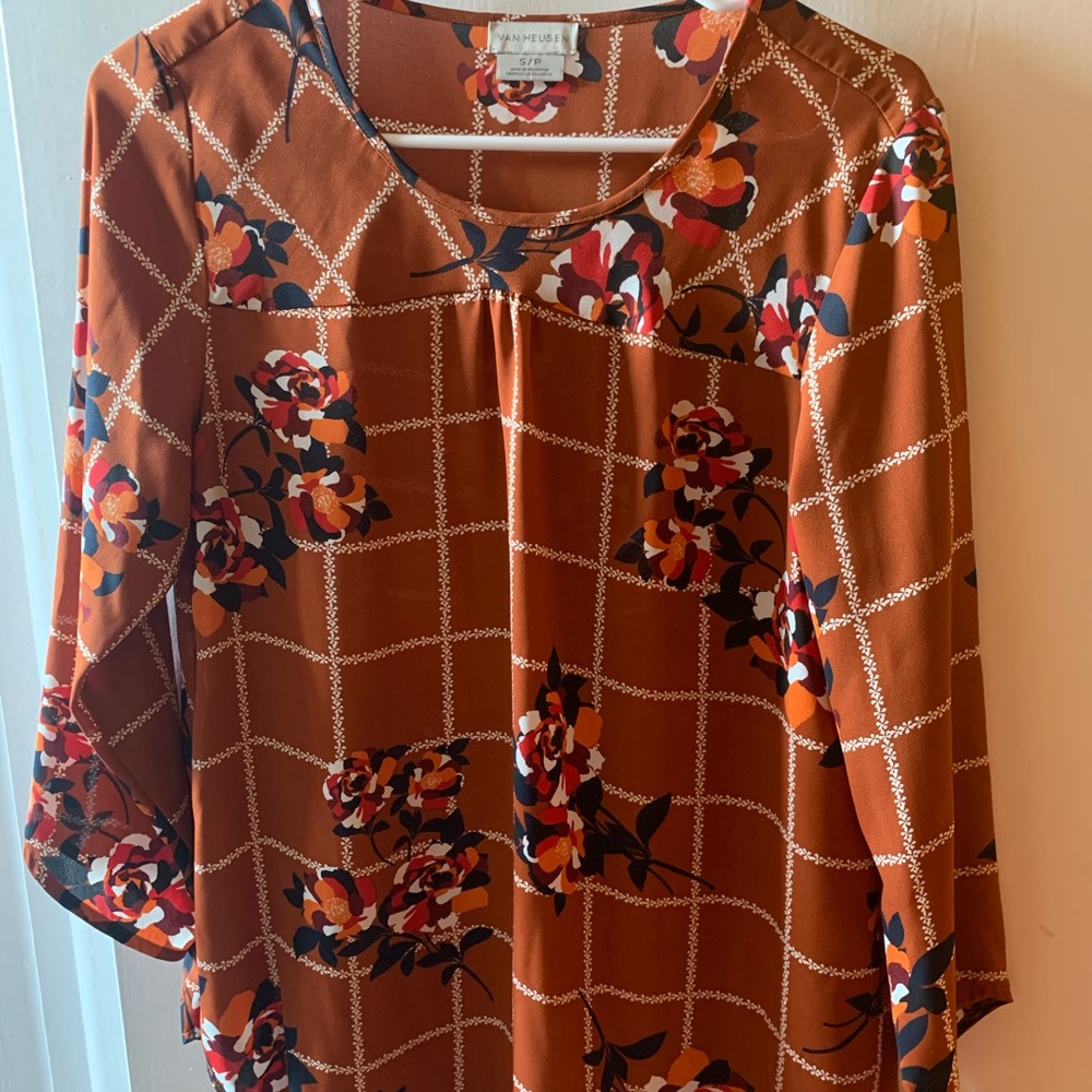 Floral Auburn Work Blouse